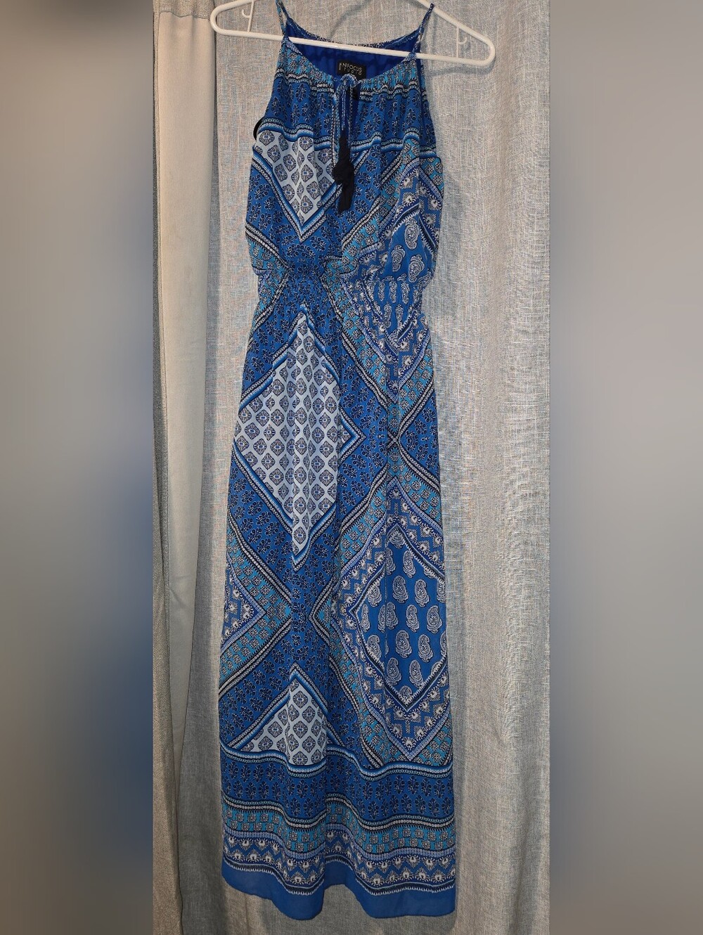 Enfocus Studio Blue Printed Halter Maxi Dress